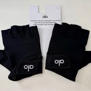 ALO Black Power Moves Workout Gloves - Fingerless Fitness Gloves